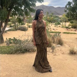 DISSH Fleur Top and Skirt Set - Brown & Black